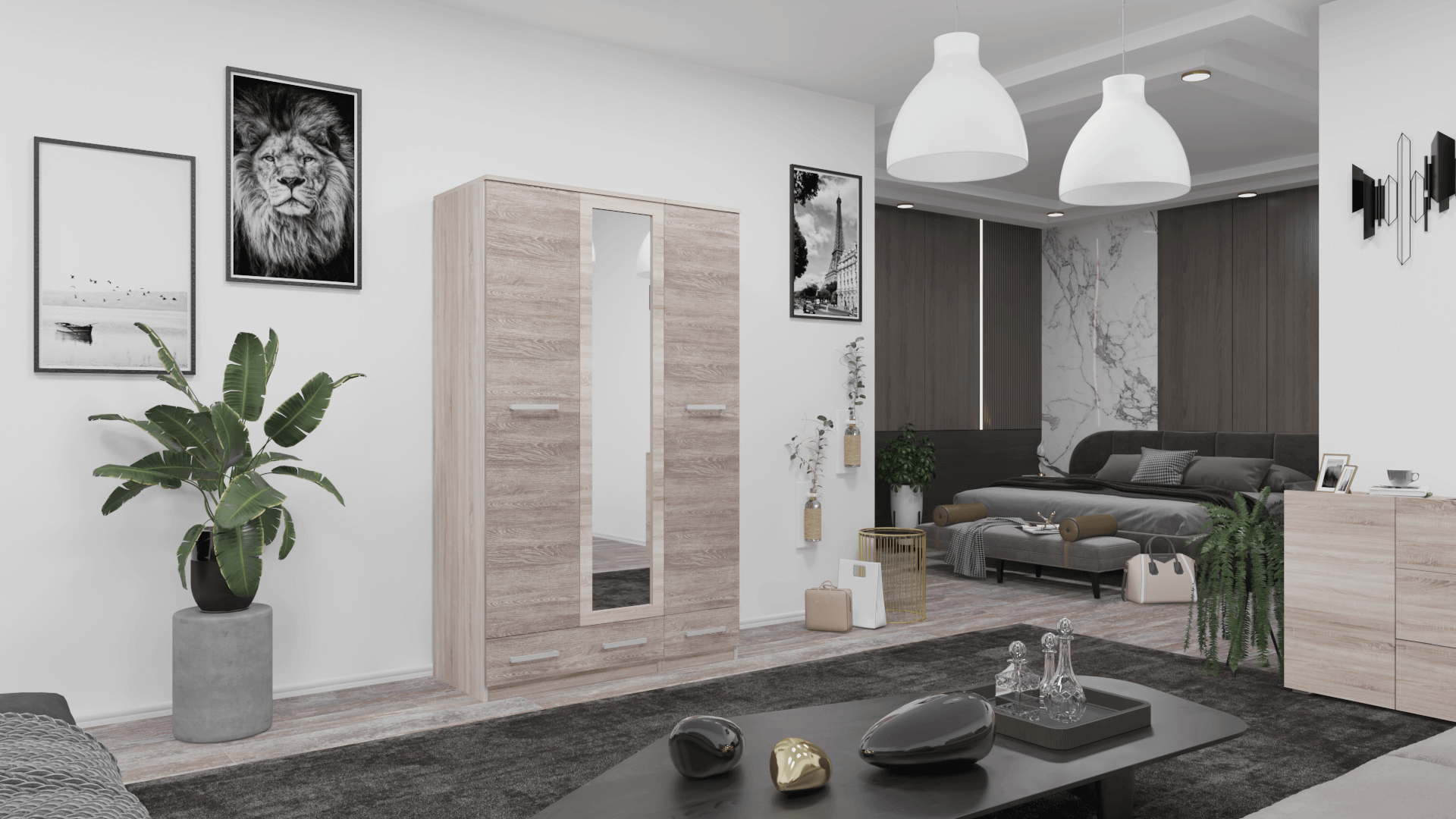 Corpus Frimon 120 cm Gardrób Sonoma-Trüffel