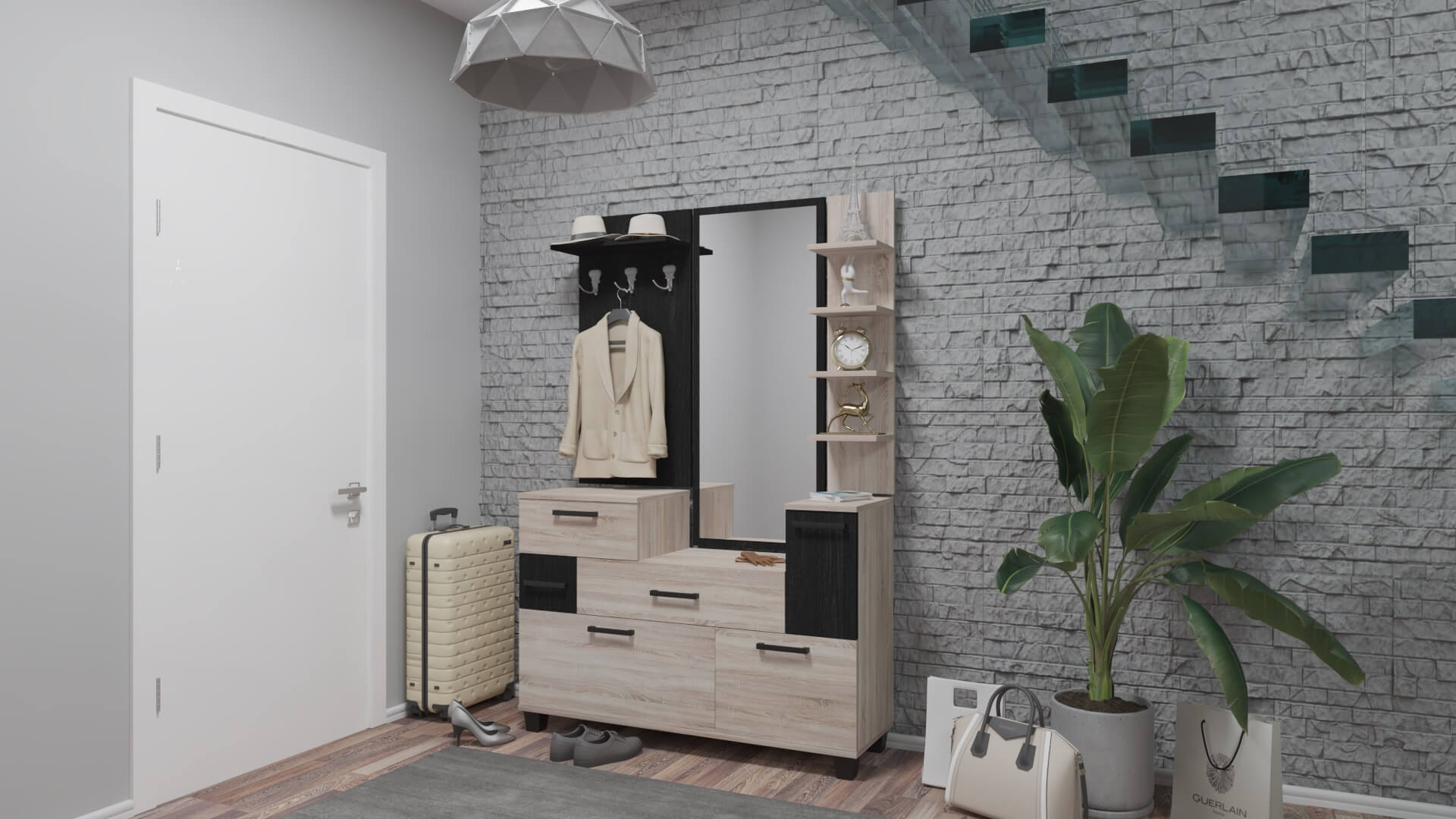 Corpus Garden Előszoba 130 cm Sonoma-Canterbury AZ ÁR NEM TARTALMAZZA A FALI POLCOT, A FALI TÜKRÖT, A FALI FOGAST!