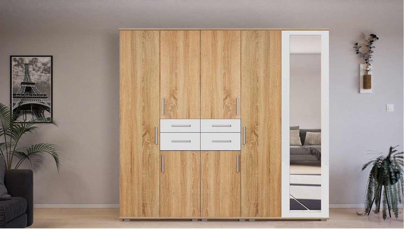 Corpus GIB Salon 7. 200 cm Sonoma-Magasfényű Fehér