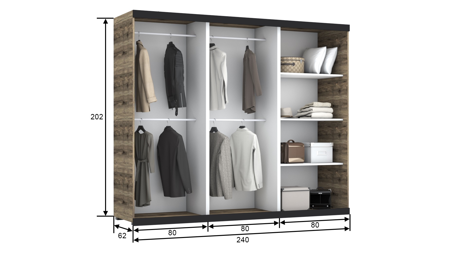Corpus Retro M7-128 (tele tükör) 3 ajtós 240 cm