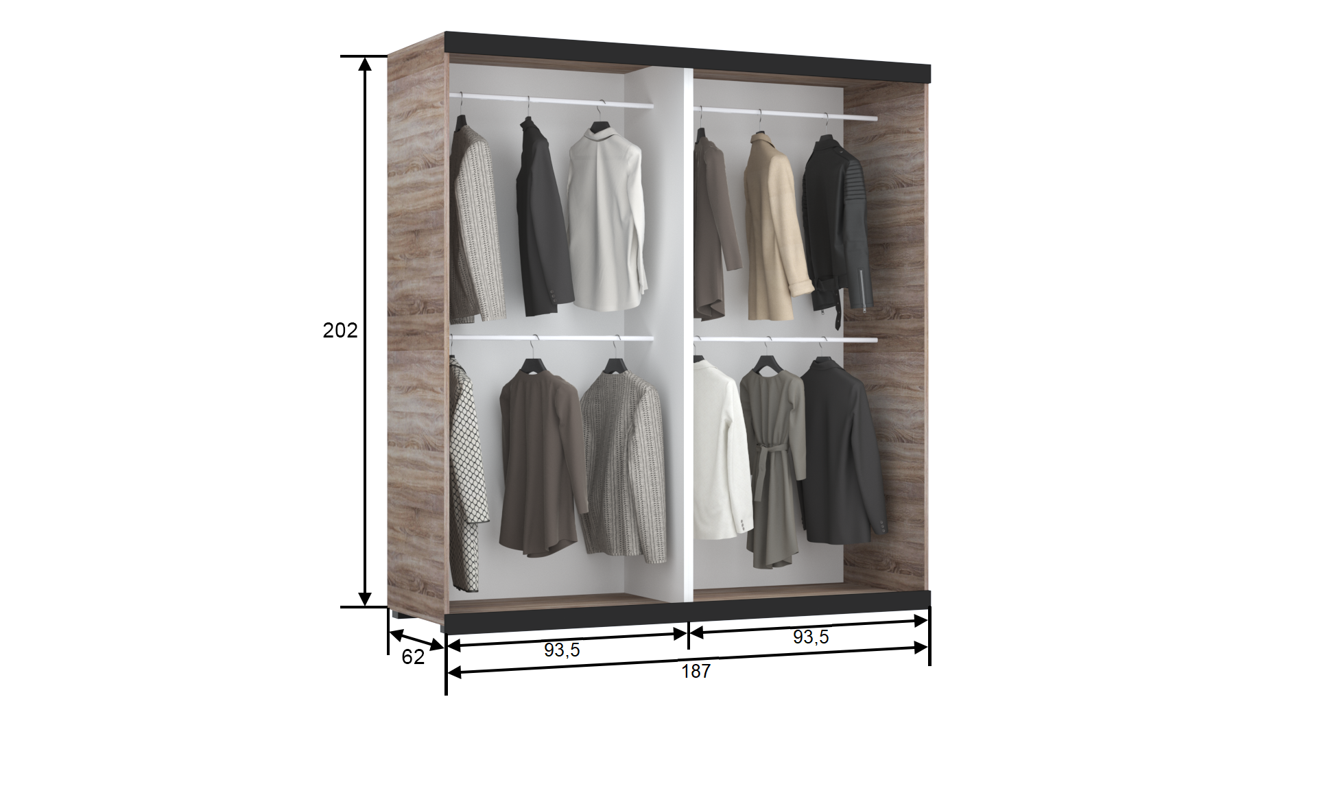 Corpus Tritón T. 187 cm T3T (3 ajtós) V-V Sonoma-Sonoma-Sonoma