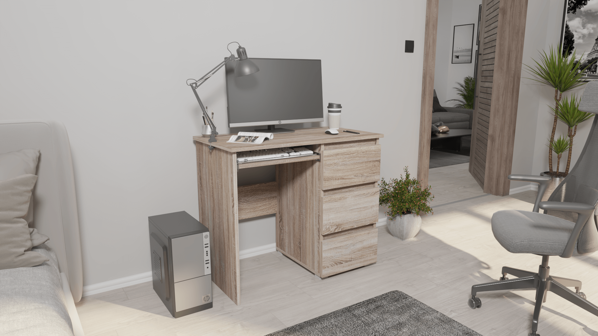 Corpus V2 Íróasztal Fiókos Sonoma-Sonoma