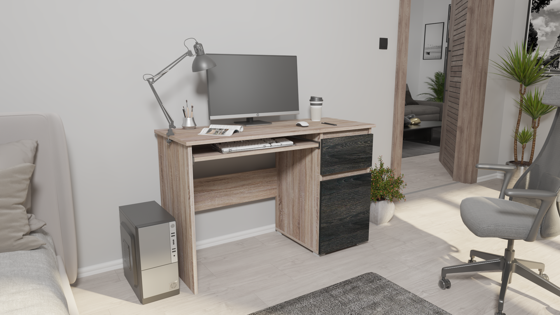 Corpus V3 Íróasztal Fiókos-Ajtós Sonoma-Canterbury