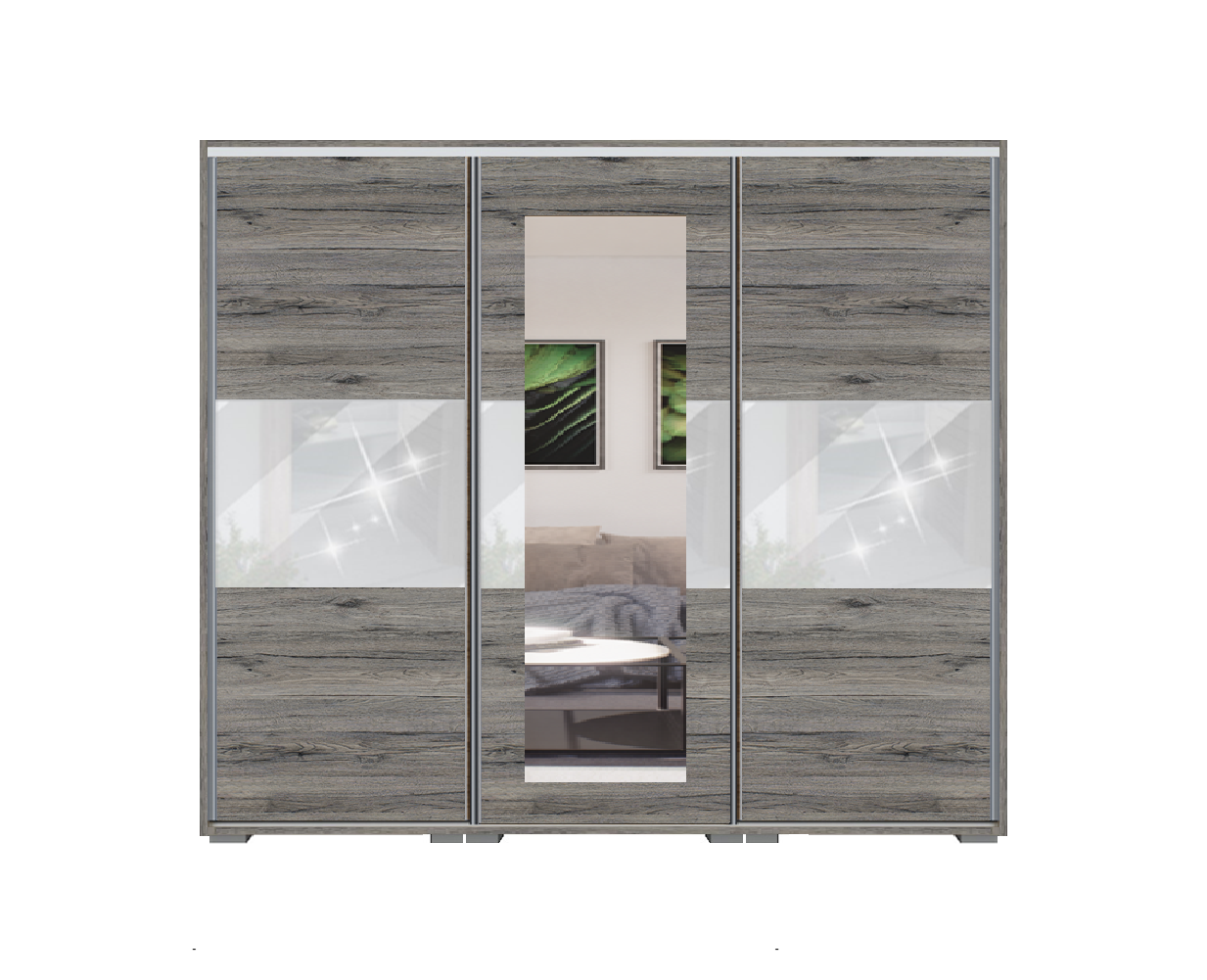 Dager tolóajtós gardrób 300 cm Vállfás-3 Polcos