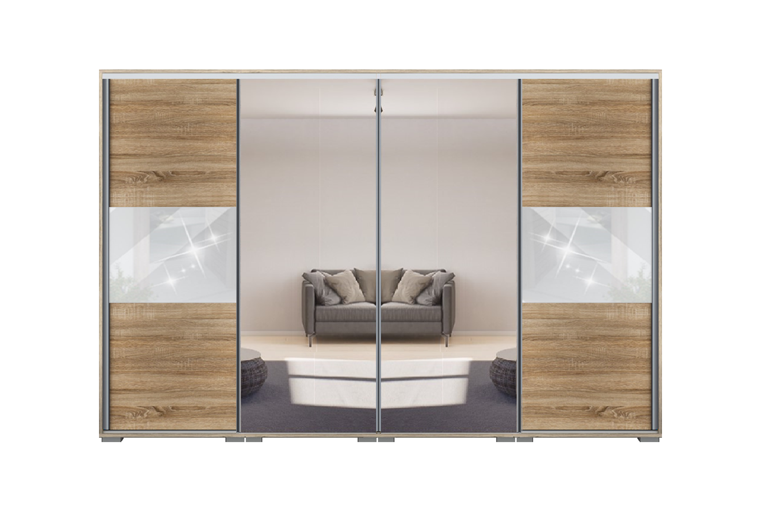 Dager tolóajtós gardrób 320 cm Vállfás-2 Polcos-2-es Fiókház