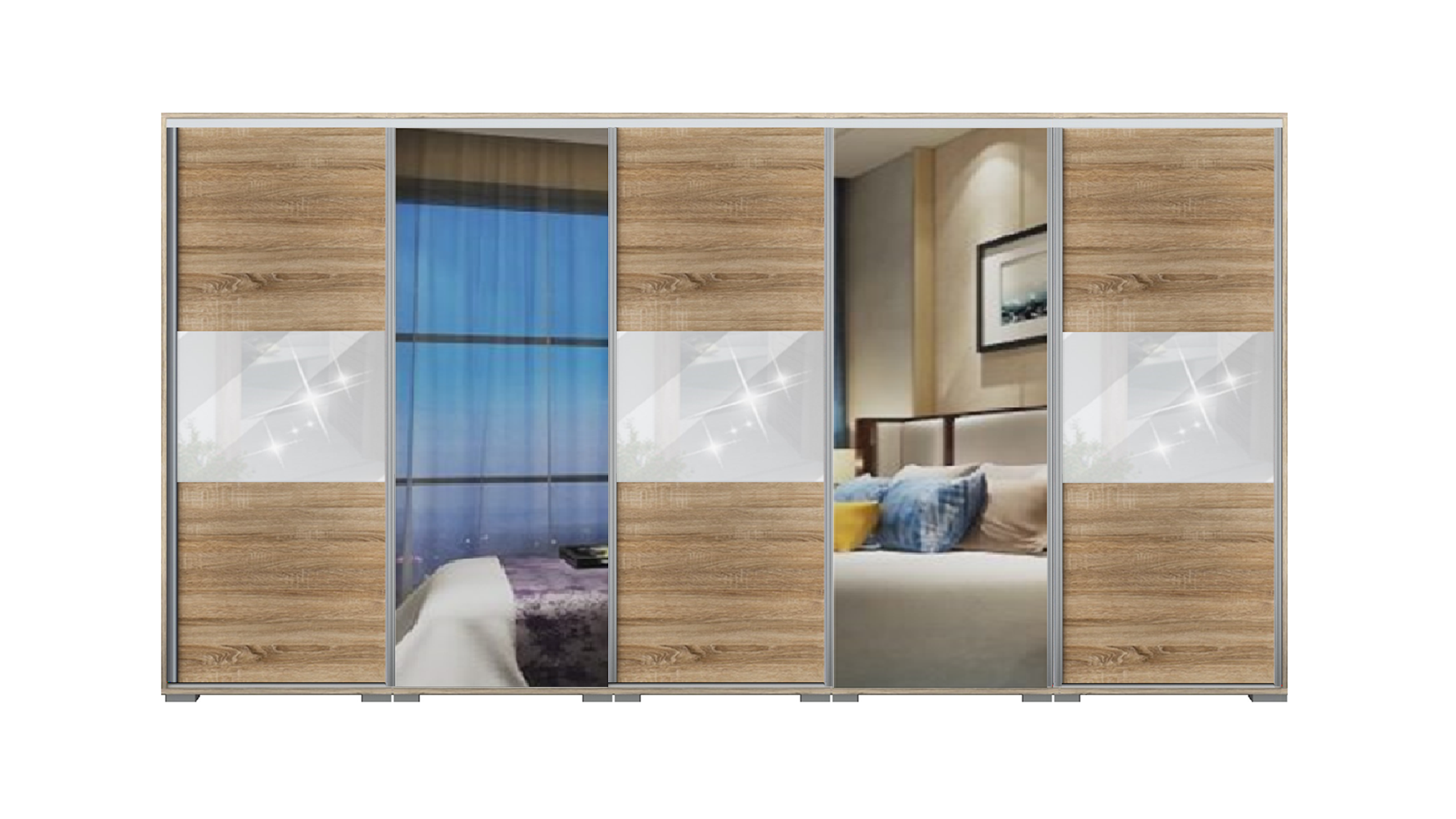 Dager tolóajtós gardrób 400 cm (5x80 cm) Vállfás-3 Polcos