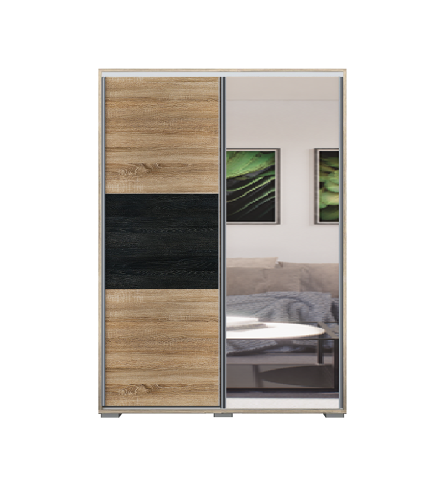 Denver tolóajtós gardrób 100 cm Vállfás-3 Polcos