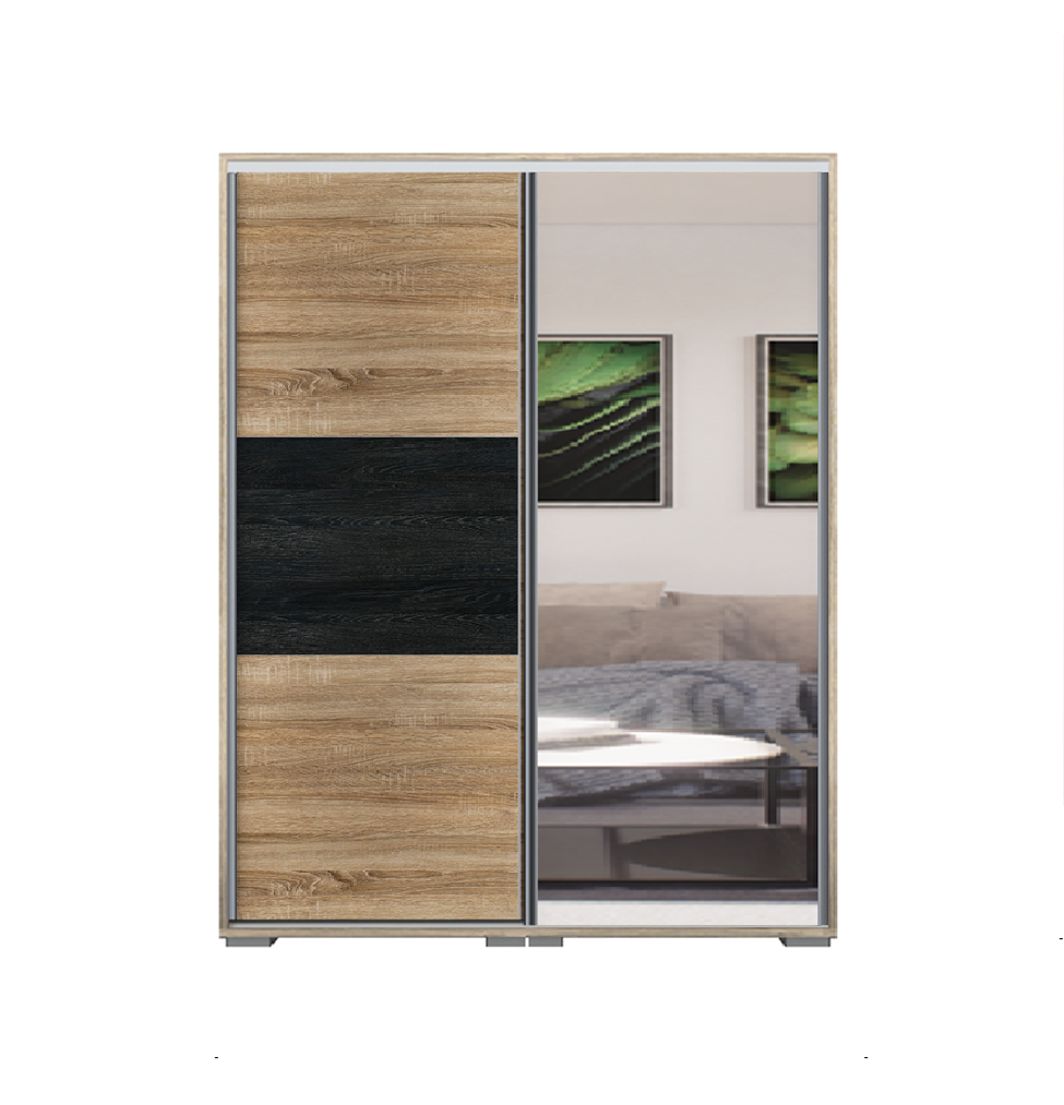 Denver tolóajtós gardrób 160 cm Vállfás-2 Polcos-2-es Fiókház