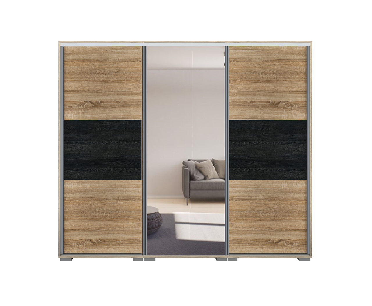 Denver tolóajtós gardrób 240 cm Vállfás-3 Polcos