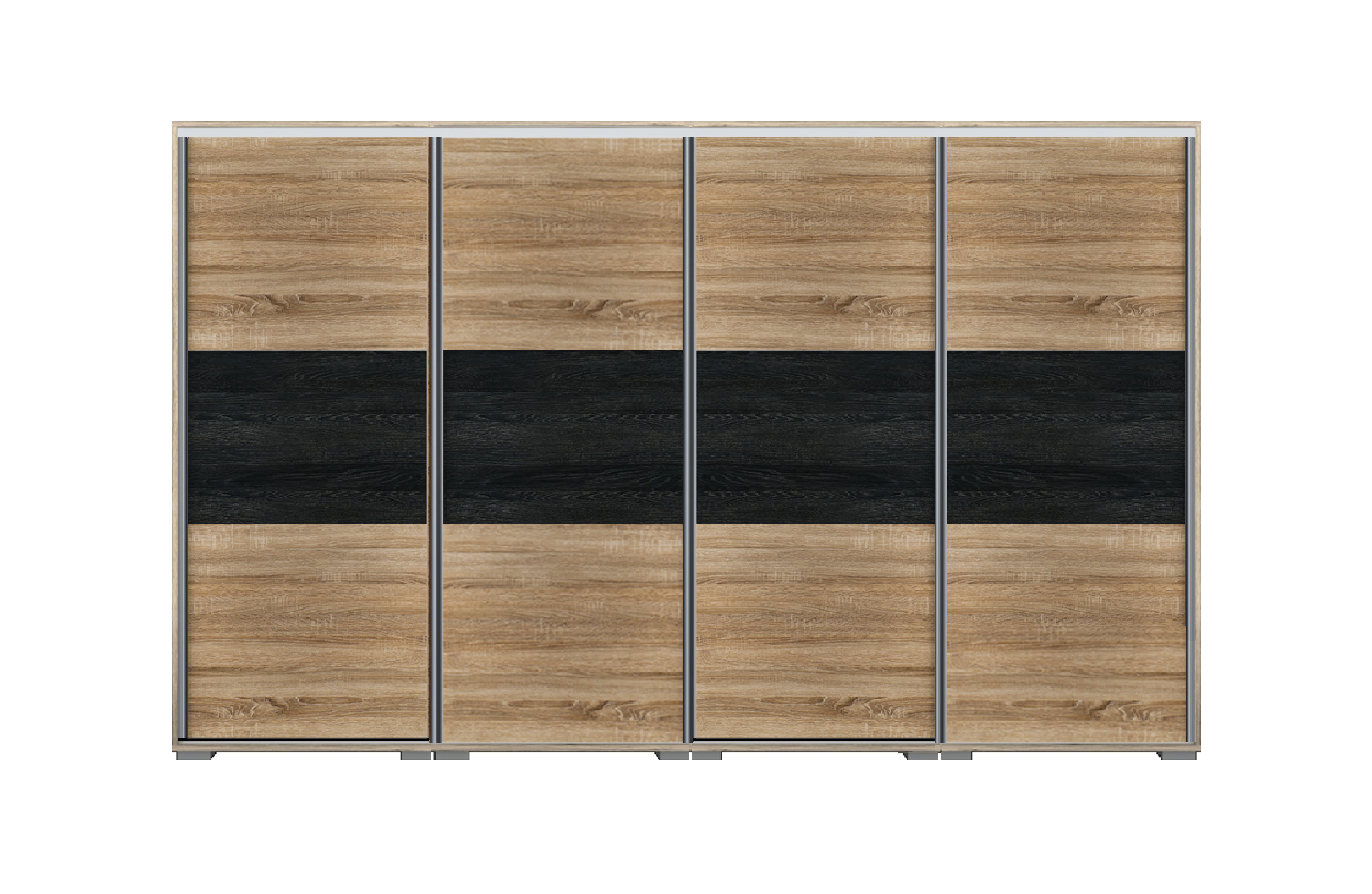 Denver tolóajtós gardrób 320 cm Vállfás-2 Polcos-2-es Fiókház