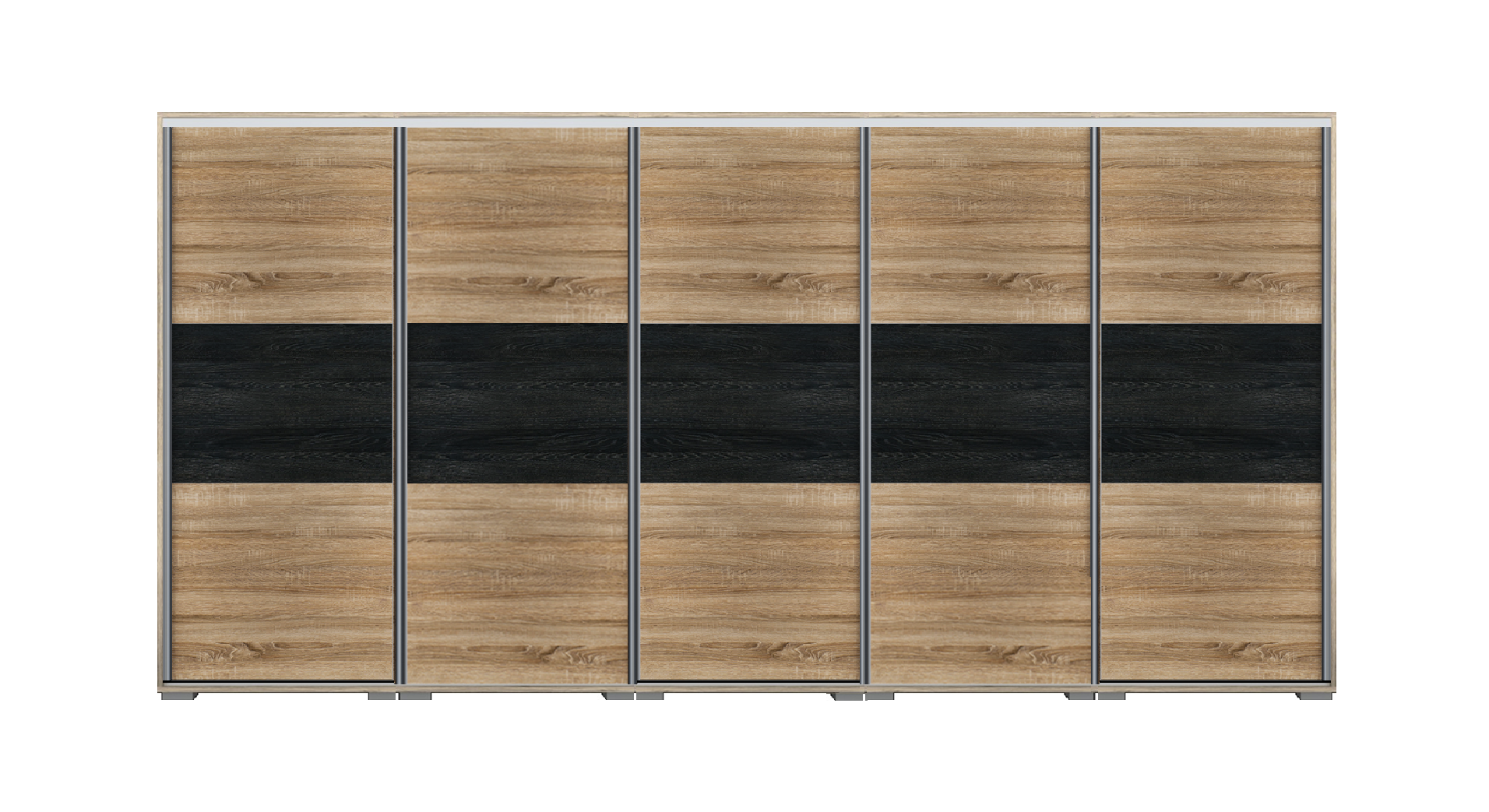 Denver tolóajtós gardrób 400 cm (5x80 cm) Vállfás-3 Polcos