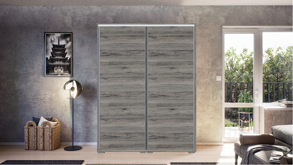 Dover tolóajtós gardrób 160 cm vállfás-polcos-fiókházas