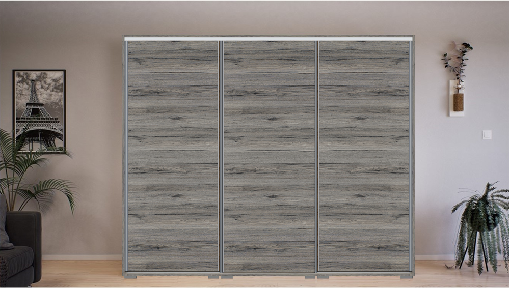 Dover tolóajtós gardrób 240 cm vállfás-polcos-fiókházas