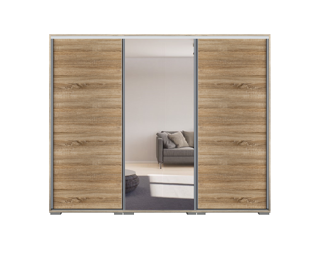 Dover tolóajtós gardrób 300 cm Vállfás-2 Polcos-2-es Fiókház